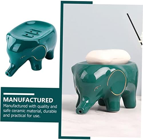 LIFKOME Ceramic Elephant Drainage Soap Box Self-Draining Bath Organizer