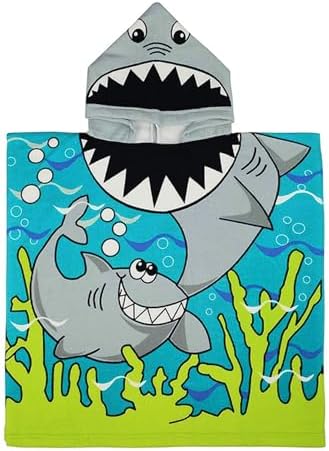 Kids Poncho Towel with Shark Pattern 24x47 Inch