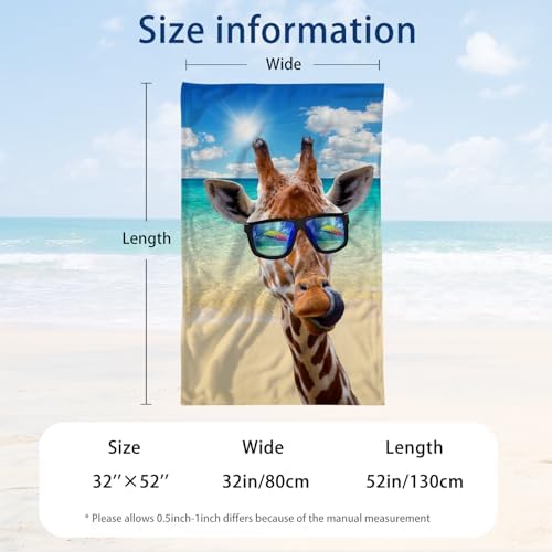WZOMT Funny Giraffe Beach Towel Lightweight Microfiber Summer essential