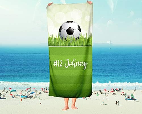 Personalized Soccer-Themed Travel Towels for Kids Red Beach Fun
