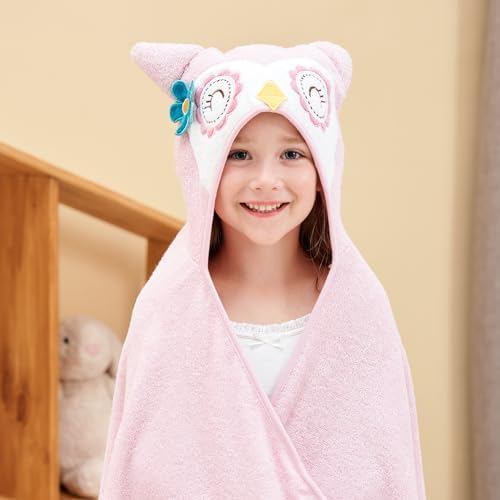 Cute Owl Cotton Hooded Bath Towel for Kids