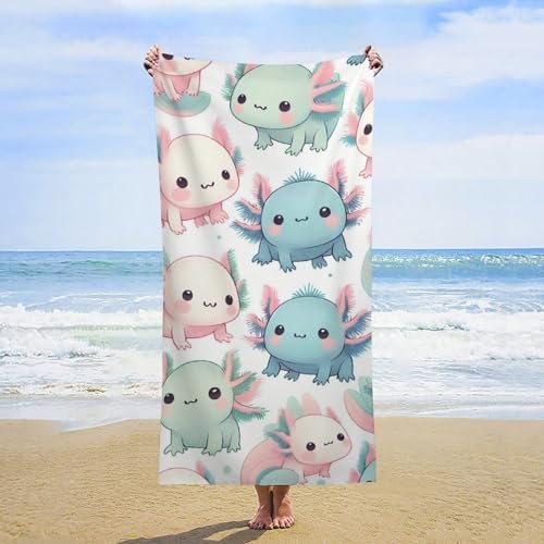 NAWFIVE Cartoon Axolotl Funny Large Beach Towel