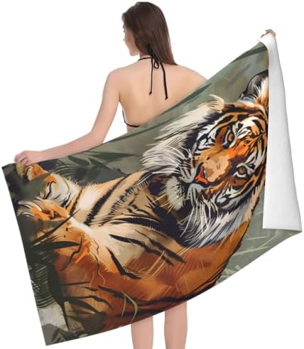 Majestic Tiger Beach Towel - 32x52in Microfiber Quick Dry