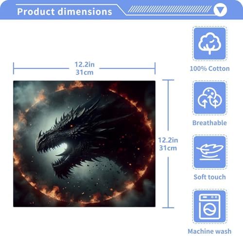 Dragon Dungeon Washcloths 2 Pack Soft Absorbent Face Towels - 12x12 Inches