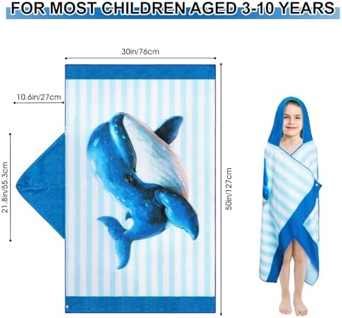 Queenshin Blue Striped Whale Fast-Dry Microfiber Batting Robe