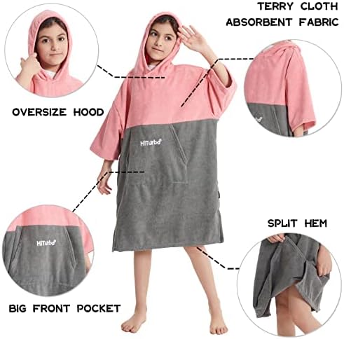 Hiturbo Kids Changing Hoodie - 34 Sleeve Microfiber Absorbent Quick Dry Warm