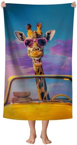 Funny Giraffe Beach Towel WZOMT Microfiber Beach Towels for Beach Days