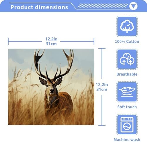 YETTASBIN Deer Washcloths 2 Pack Soft Absorbent Cotton Face Towels