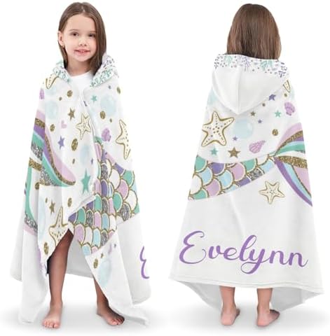 Deven Mermaid Kids Beach Bath TowelsPersonalized in Kids Design