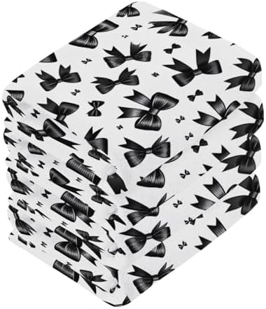 YANENDIE Black Bows Washcloths