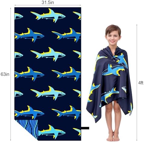 MelonBoat Shark Beach Towel Bright Lightweight Ideal for Travel Swimming