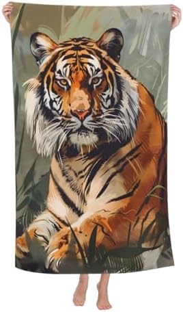 Majestic Tiger Beach Towel - 32x52in Microfiber Quick Dry