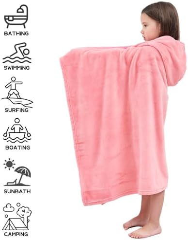 3Pcs Soft Plush Fleece Hooded Towels for Kids - 50x30 inches