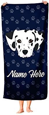 Personalized Dalmatian Face Beach and Bath Towels - Large and Medium