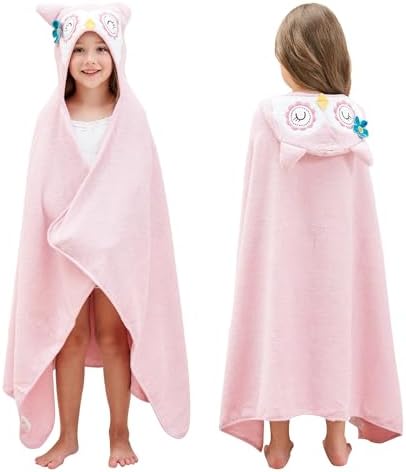 Cute Owl Cotton Hooded Bath Towel for Kids