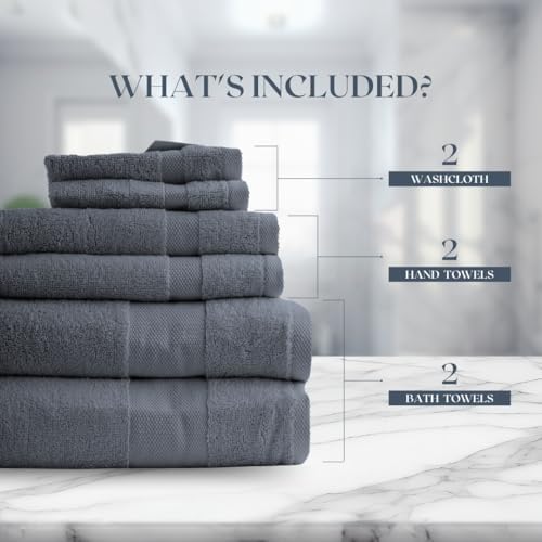 Lux Thread Egyptian Cotton Towel Set 6 Piece Dark Gray