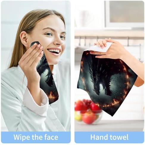 Dragon Dungeon Washcloths 2 Pack Soft Absorbent Face Towels - 12x12 Inches