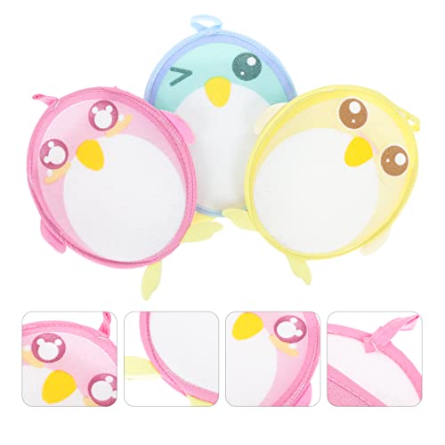 3-Piece Fun Cartoon Bath Scrubbers for Kids Durable Portable