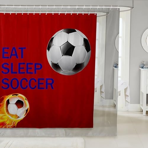 Feelyou Soccer Shower Curtain 72x72 Red
