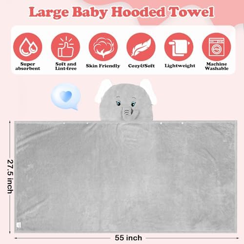 6 Pcs Hooded Bathtowels for Kids Ages 3-10