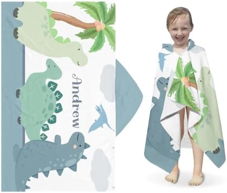 Deven Jungle Little Dinosaur Custom Hooded Bath Towel