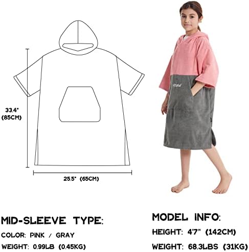 Hiturbo Kids Changing Hoodie - 34 Sleeve Microfiber Absorbent Quick Dry Warm