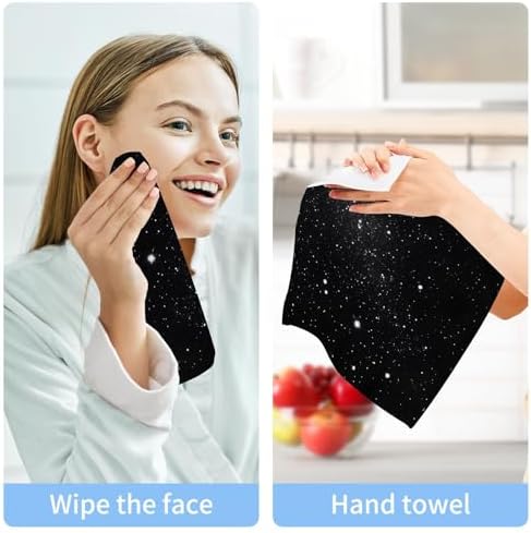 Galaxy Black Washcloth Set 2 x 12x12 Soft Cotton Face Towels