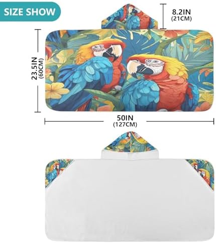 Macaw Pattern Hooded Towel - Soft Lightweight Beach Towel for Kids