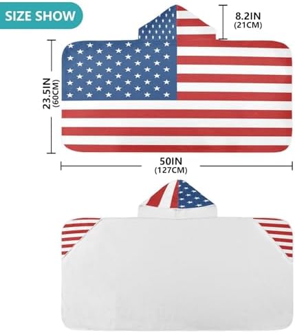 American USA Flag Hooded Beach Towel for Kids