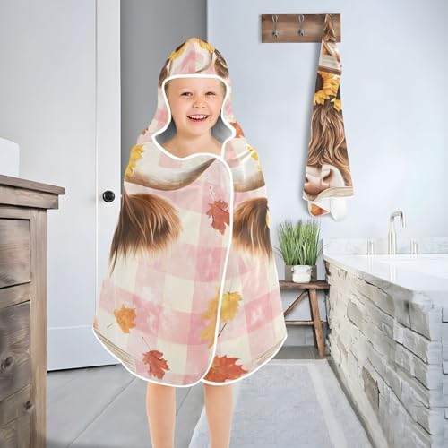 Highland Cow with Sunflowers Hooded Beach Towel for Kids