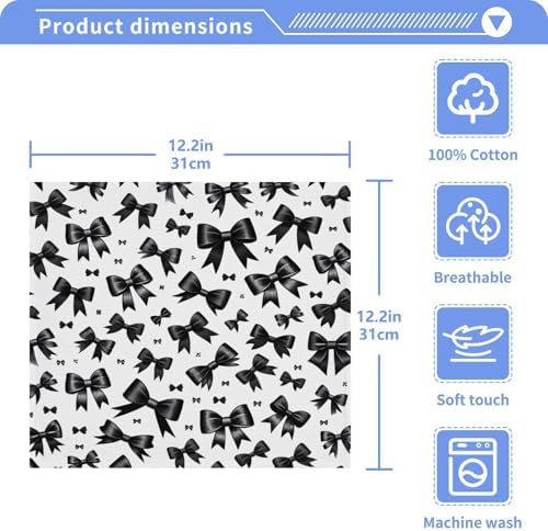 YANENDIE Black Bows Washcloths