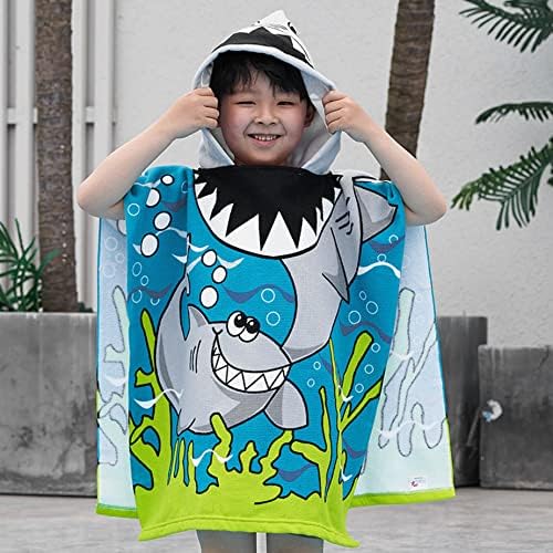Kids Poncho Towel with Shark Pattern 24x47 Inch