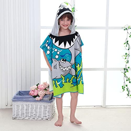 Kids Poncho Towel with Shark Pattern 24x47 Inch