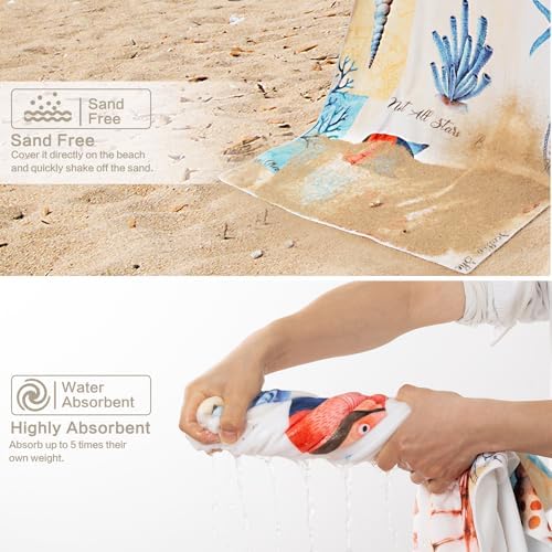 Seahorse Beach Towel 60x30 Cotton Blend Soft and Absorbent