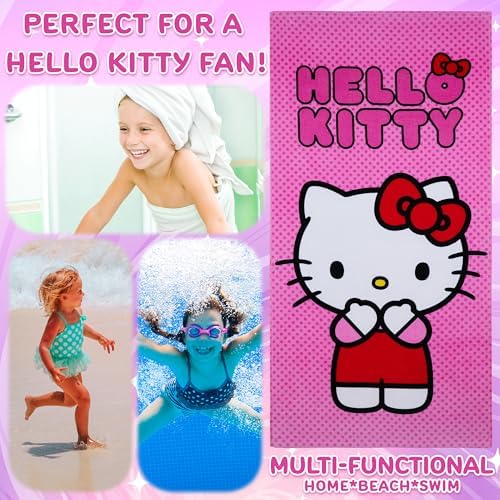 Hello Kitty Kids Beach Towel - Quick Dry 55x28 Pink