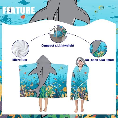 FUTBU Shark Hooded Beach Towel