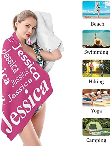XOZOTY Rose Red Personalized Beach Towel Name Written On Quick Dry Long-lasting