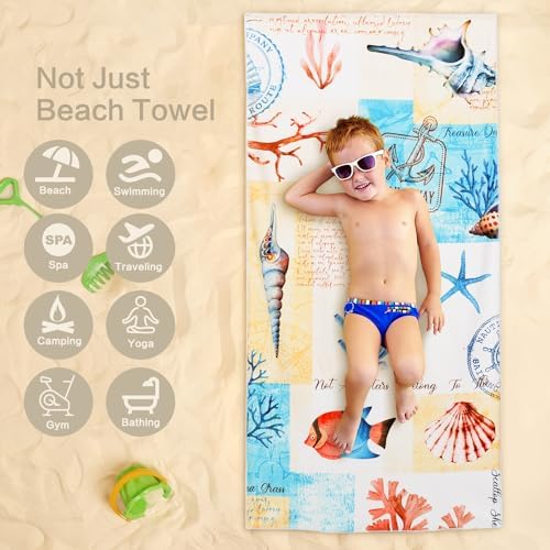 Seahorse Beach Towel 60x30 Cotton Blend Soft and Absorbent