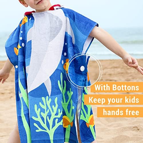 Kids Hooded Towel Bath Beach Soft Cotton Poncho for Girls and Boys