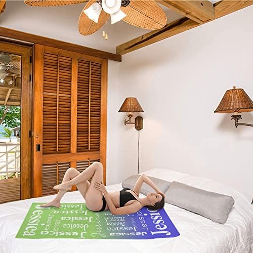 XOZOTY Blue Green Personalized Beach Towel