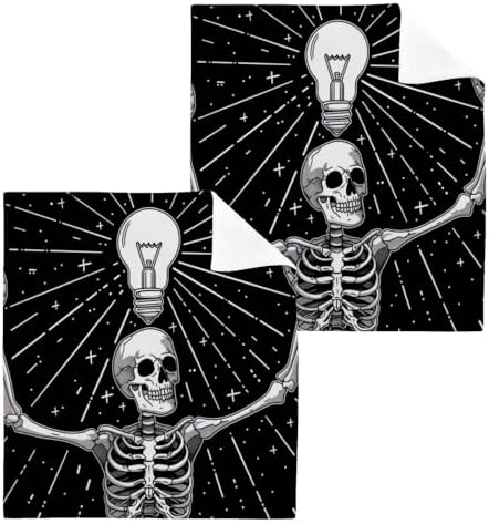 Stay Clean All Day - PachyLuu Skeleton Lightbulb Pattern Washcloth Set
