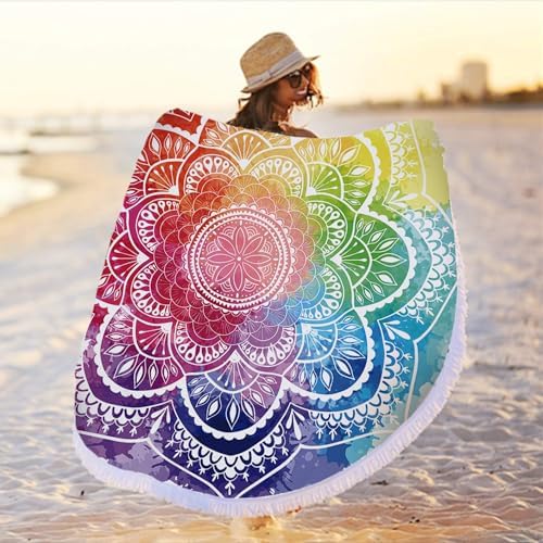 IcosaMro Mandala Microfiber Beach Blanket - Blue