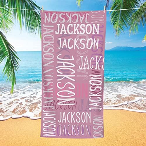 Personalized Beach Towel Custom with Name Light Rose Red