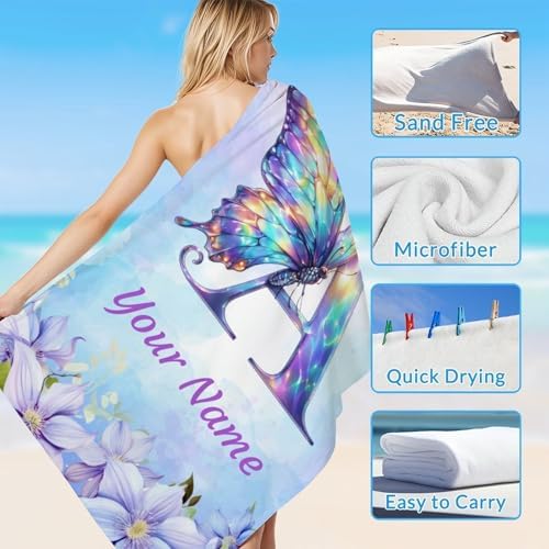 Personalized 40x70 Butterfly Beach Towel