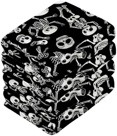 Playful Skeleton Pattern Washcloth Set for Face and Body