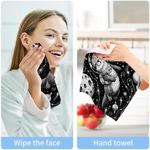 Space Otter Doodle 2-Pack Washcloths 12x12in Cotton --absorbent face bath towel