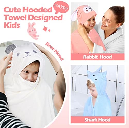 Moukeren 3 Pcs Hooded Towel for Kids