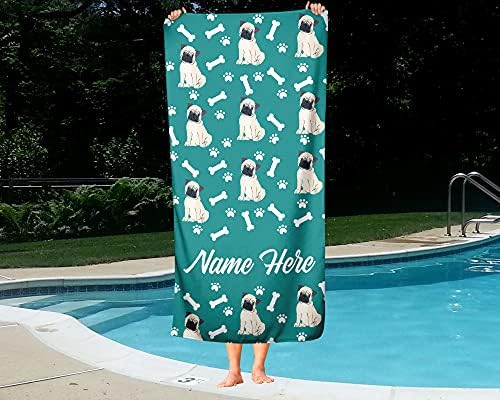 Extra Large Personalized Pet Pug Towel for Kids and Adults 1