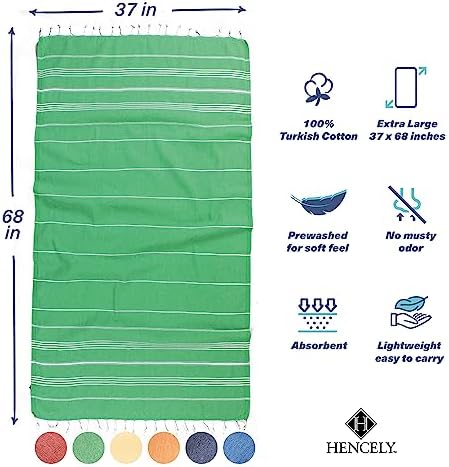Hencely Turkish Beach Towels Set of 6 Rainbow 37x68