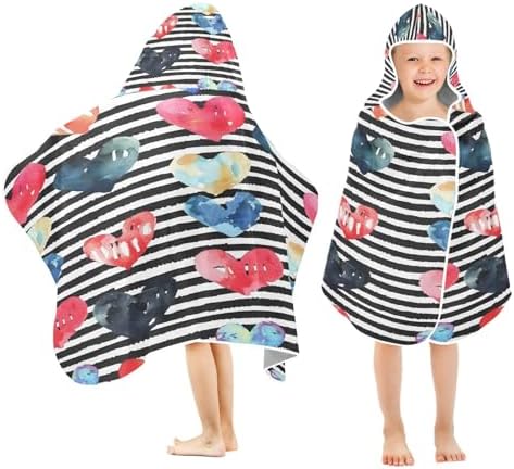 Heart-Printed Toddler Beach Towel Thick Eco-Friendly